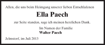 Traueranzeige von Ella Paech von Uelzen