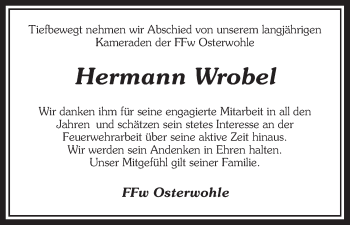 Traueranzeige von Hermann Wrobel von Uelzen