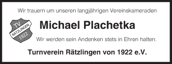 Traueranzeige von Michael Plachetka von Uelzen