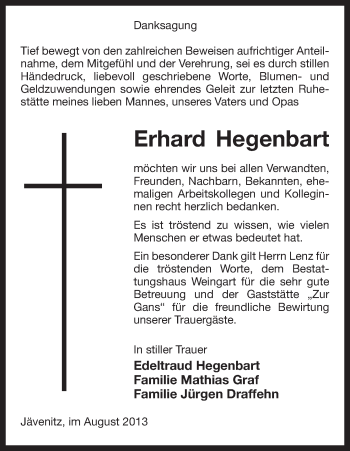 Traueranzeige von Erhard Hegenbart von Uelzen