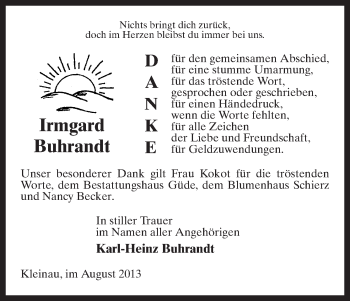 Traueranzeige von Irmgard Buhrandt von Uelzen