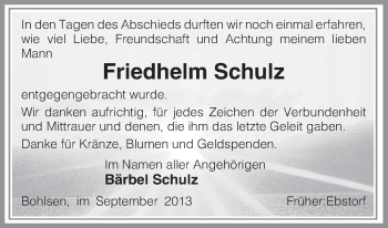 Traueranzeige von Friedhelm Schulz von Uelzen