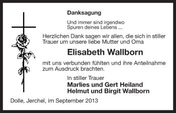 Traueranzeige von Elisabeth Wallborn von Uelzen