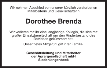 Traueranzeige von Dorothee Brenda von Uelzen