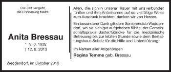 Traueranzeige von Anita Bressau von Uelzen