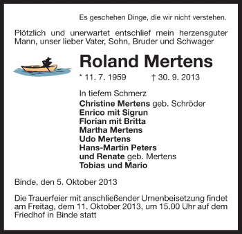 Traueranzeige von Roland Mertens von Uelzen