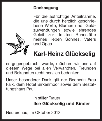 Traueranzeige von Karl-Heinz Glückselig von Allgemeine Zeitung Uelzen