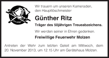 Traueranzeige von Günther Ritz von Uelzenh