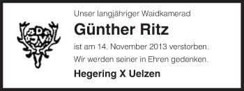 Traueranzeige von Günther Ritz von Uelzenh