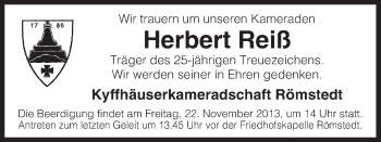 Traueranzeige von Herbert Reiß von Uelzenh