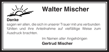 Traueranzeige von Walter Mischer von Uelzen