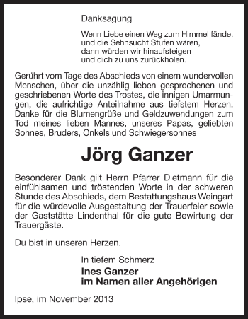 Traueranzeige von Jörg Ganzer von Uelzen