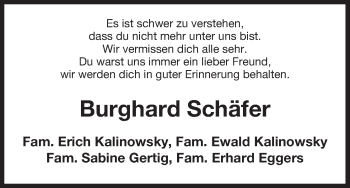 Traueranzeige von Burghard Schäfer von Uelzen