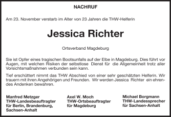 Traueranzeige von Jessica Richter von Uelzen