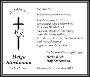 Traueranzeige von Helga Stöckmann von Uelzen