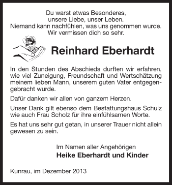 Traueranzeige von Reinhard Eberhardt von Uelzen