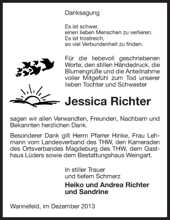 Traueranzeige von Jessica Richter von Uelzen