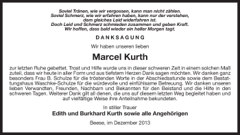 Traueranzeige von Marcel Kurth von Uelzen