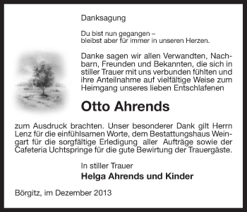 Traueranzeige von Otto Ahrends von Uelzen