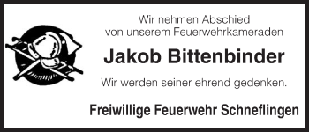 Traueranzeige von Jakob Bittenbinder von Uelzen