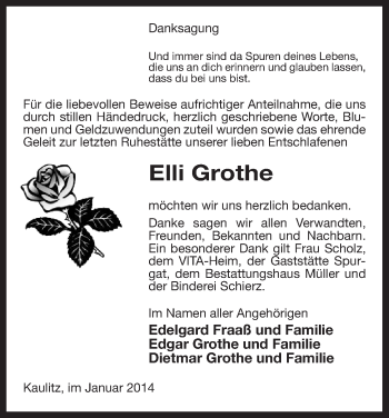 Traueranzeige von Elli Grothe von Uelzen