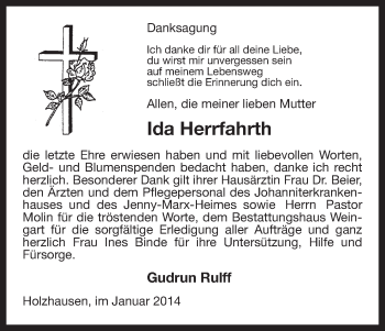 Traueranzeige von Ida Herrfahrth von Uelzen