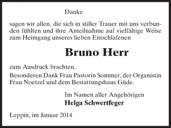 Traueranzeige von Bruno Herr von Uelzen