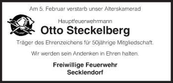 Traueranzeige von Otto Steckelberg von Allgemeine Zeitung Uelzen