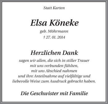 Traueranzeige von Elsa Köneke von Uelzen