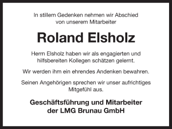 Traueranzeige von Roland Elsholz von Uelzen