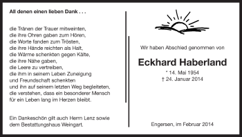 Traueranzeige von Eckhard Haberland von Uelzen