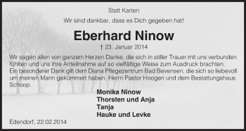 Traueranzeige von Eberhard Ninow von Uelzen