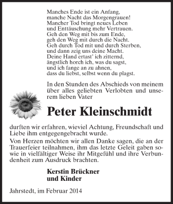 Traueranzeige von Peter Kleinschmidt von Uelzen