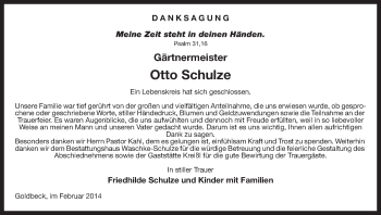 Traueranzeige von Otto Schulze von Uelzen