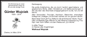 Traueranzeige von Günter Wujciak von Uelzen