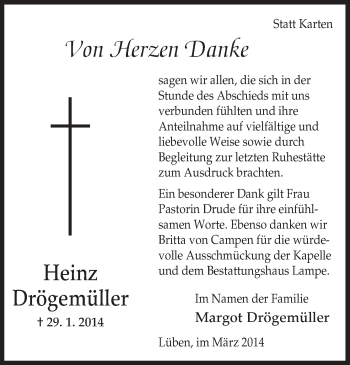 Traueranzeige von Heinz Drögemüller von Uelzen