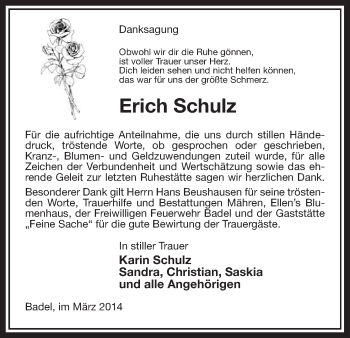 Traueranzeige von Erich Schulz von Uelzen