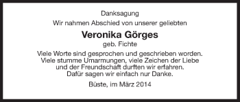 Traueranzeige von Veronika Görges von Uelzen