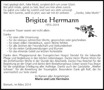 Traueranzeige von Brigitte Herrmann von Uelzen