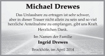 Traueranzeige von Michael Drewes von Uelzen