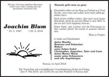Traueranzeige von Joachim Blum von Uelzen