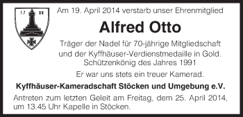 Traueranzeige von Alfred Otto von Uelzen