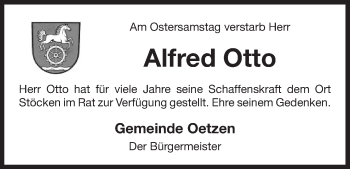 Traueranzeige von Alfred Otto von Uelzen