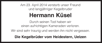 Traueranzeige von Hermann Küsel von Uelzen