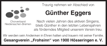 Traueranzeige von Günther Eggers von Uelzen