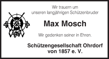 Traueranzeige von Max Mosch von Uelzen