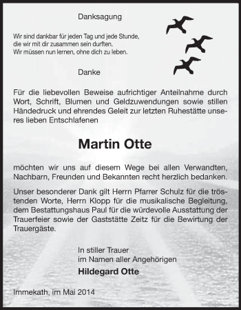 Traueranzeige von Martin Otte von Uelzen