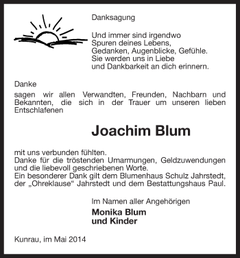 Traueranzeige von Joachim Blum von Uelzen