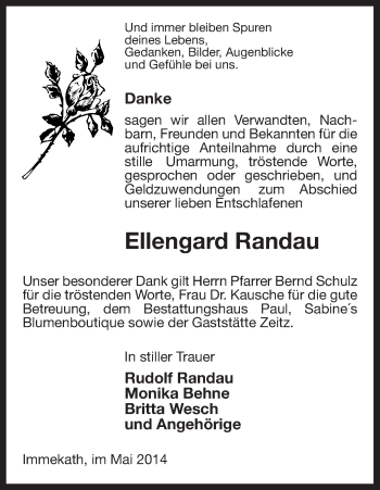 Traueranzeige von Ellengard Randau von Uelzen