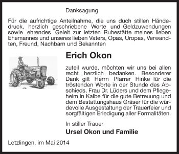 Traueranzeige von Erich Okon von Uelzen